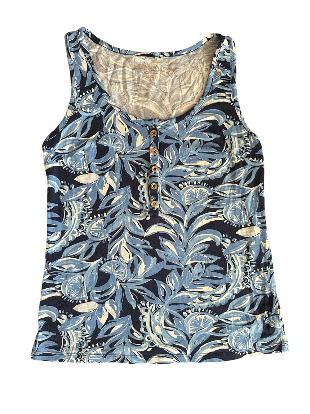 Lilly Pulitzer EUC | Blue Tropical Print Tank Top | Size Medium